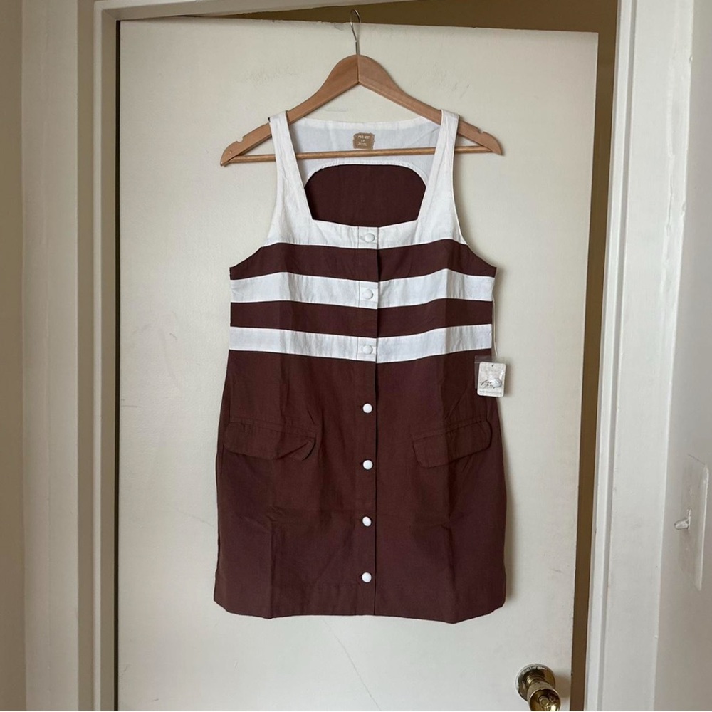 Free People Brown and White Mini Dress